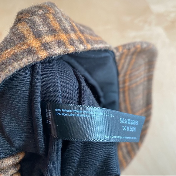 Womens Brown Plaid Hat with Brim Checkered Brown - Picture 7 of 8